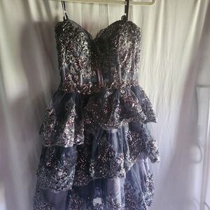 Elegant Black and Silver Sequin Mini Dress